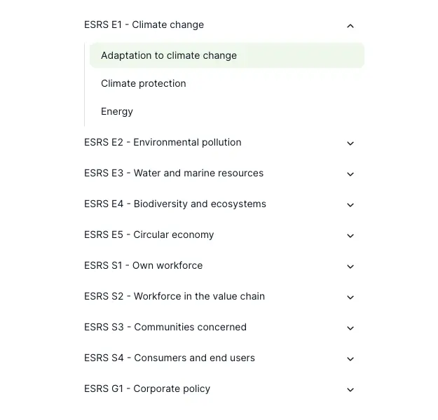 ESRS Topic List Tree