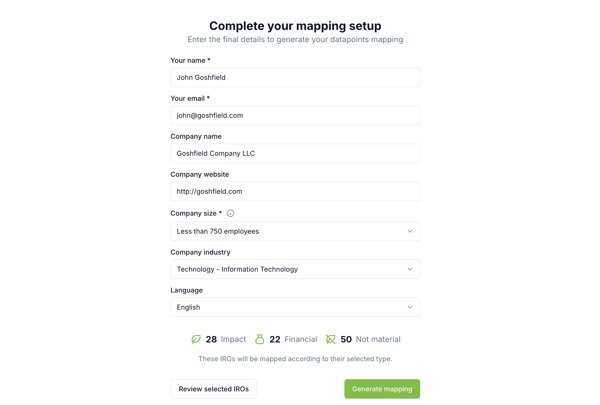 Datapoints Mapper - Mapping Setup