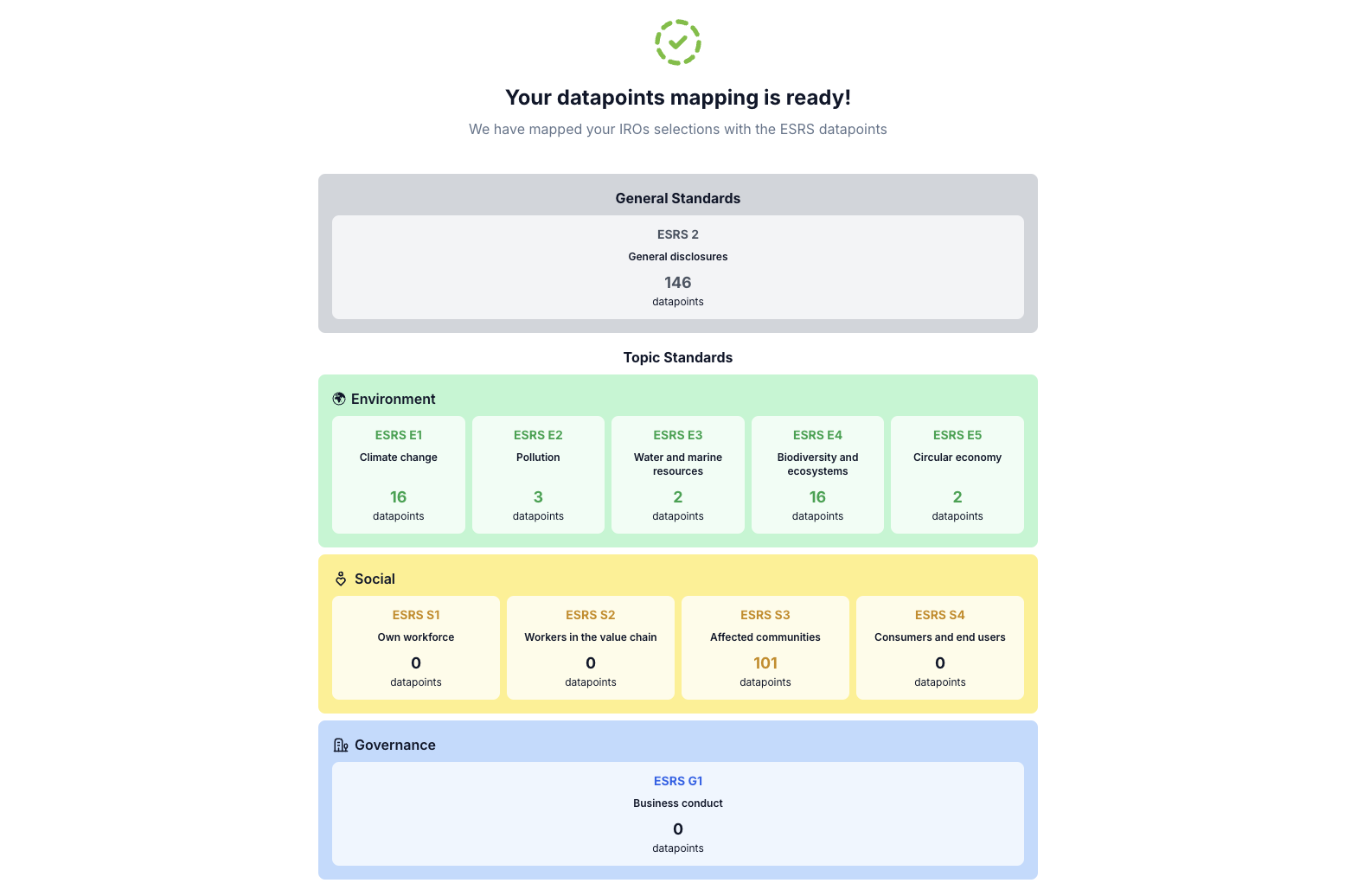 Datapoints Mapping Tool Results Preview